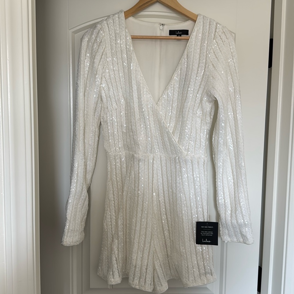 NEVER WORN - Lulus White Sequence Jumpsuit